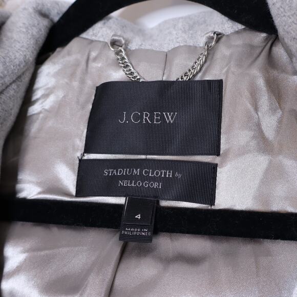 J. CREW Chateau Parka Italian Wool Stadium Cloth Heather Dusk Gray Women's 4 - Picture 14 of 16